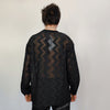 Mesh top long sleeve transparent jumper see-through gothic sweatshirt crotchet t-shirt in black