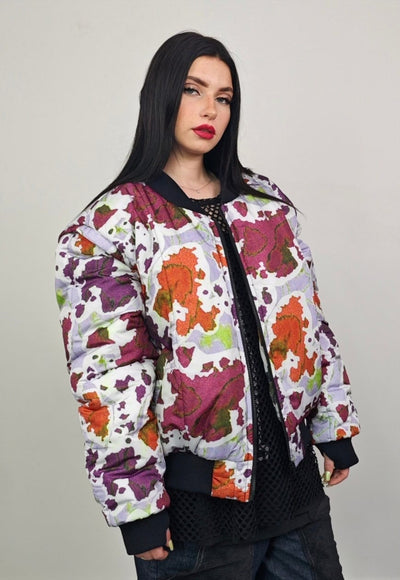 Forest print varsity jacket leaves reversible 4in1 bomber