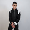 Formal varsity jacket going out bomber color block coat fancy dress jacket utility varsity Gothic coat 90s cyberpunk jacket in black