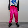 Neon faux fur joggers winter raver pants fluffy skiing trousers mountain fleece overalls festival bottoms burning man pants in fuchsia pink