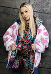 Animal fleece jacket handmade reversible leopard print coat