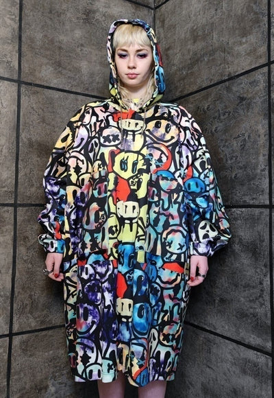 Emoji jacket handmade rave smile windbreaker in purple