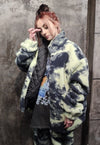 Tie-dye fleece bomber handmade camo sports jacket in green