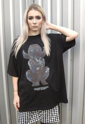 Angel print tee Gothic Y2K grunge t-shirt horror top black