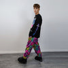 Leopard faux fur joggers winter raver pants fluffy animal print trousers skiing fleece overalls festival bottoms burning man pants pink blue