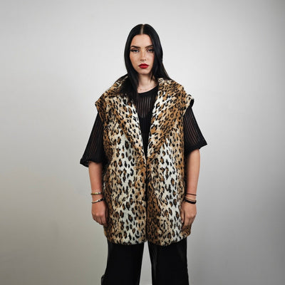 Leopard fleece coat brown animal print trench tie dye cheetah jacket festival overcoat wild cat peacoat rave bomber 90s glam rocker varsity