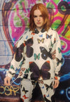 Butterfly hoodie handmade y2k cartoon emoji pullover white