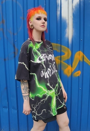 Light strike t-shirt neon thunderstorm tee in green black