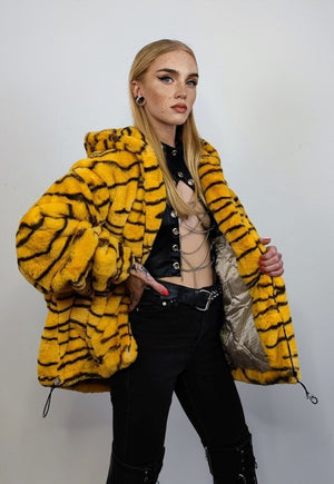 Tiger print jacket animal print bomber detachable zebra coat