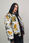 Leaves print varsity jacket forest reversible 4in1 bomber