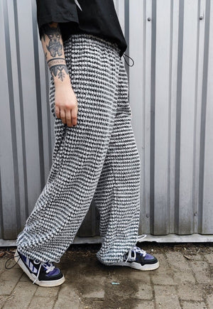 Festival check joggers plaid fleece pants handmade trouser