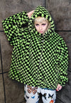 Checkerboard fleece jacket detachable check jacket in green