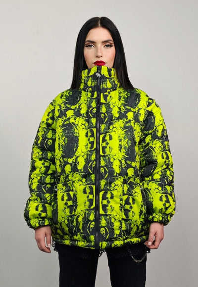 Gothic bomber reversible creepy jacket detachable puffer