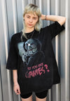 Jigsaw t-shirt old horror movie tee Gothic top in acid black