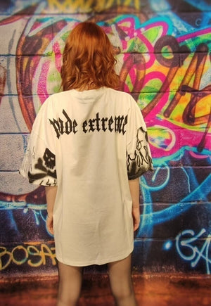 Graffiti print tee Extreme slogan t-shirt paint splatter top