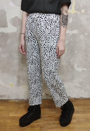 Leopard print joggers thin animal print overalls in white