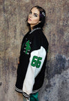 Emoji patch varsity jacket college baseball bomber in black