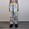 Unicorn fur joggers winter raver pants fluffy rainbow trousers skiing fleece tie-dye overalls festival bottoms burning man pants pastel pink