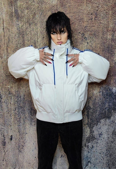 Gorpcore bomber utility sports jacket cropped varsity white