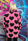 Heart fleece coat handmade 2 in1 detachable rave jacket pink