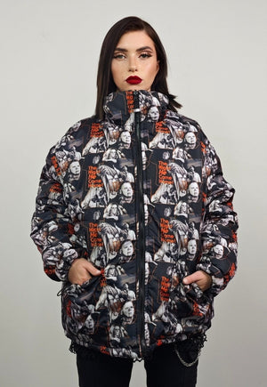 Horror bomber reversible creepy jacket detachable puffer