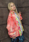 Check fleece jacket handmade reversible tie-dye bomber red