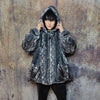 Luxury snake jacket faux fur python print bomber handmade detachable fluffy fleece puffer premium grunge hooded coat in grey black