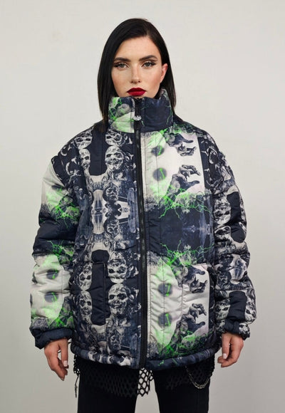 Zombie bomber reversible horror jacket detachable rave puffa