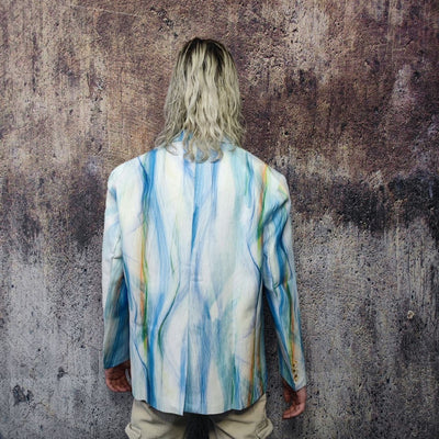 Abstract print blazer watercolors jacket ambient pattern bomber pastel psychedelic jacket in rainbow