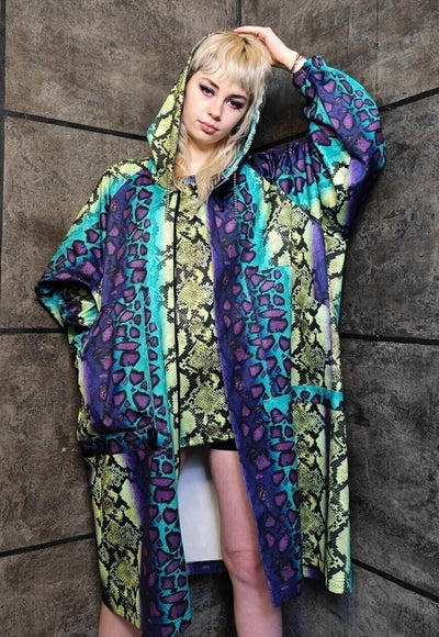 Tie-dye snake jacket handmade python windbreaker in purple