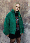 Faux fur bomber jacket fluffy aviator jacket soft coat green