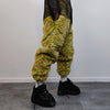 Checked faux fur joggers geometric raver pants fluffy winter trousers skiing fleece overalls festival bottoms neon burning man pants yellow