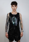 Rubber vest PU grunge top black sleeveless gothic tank top