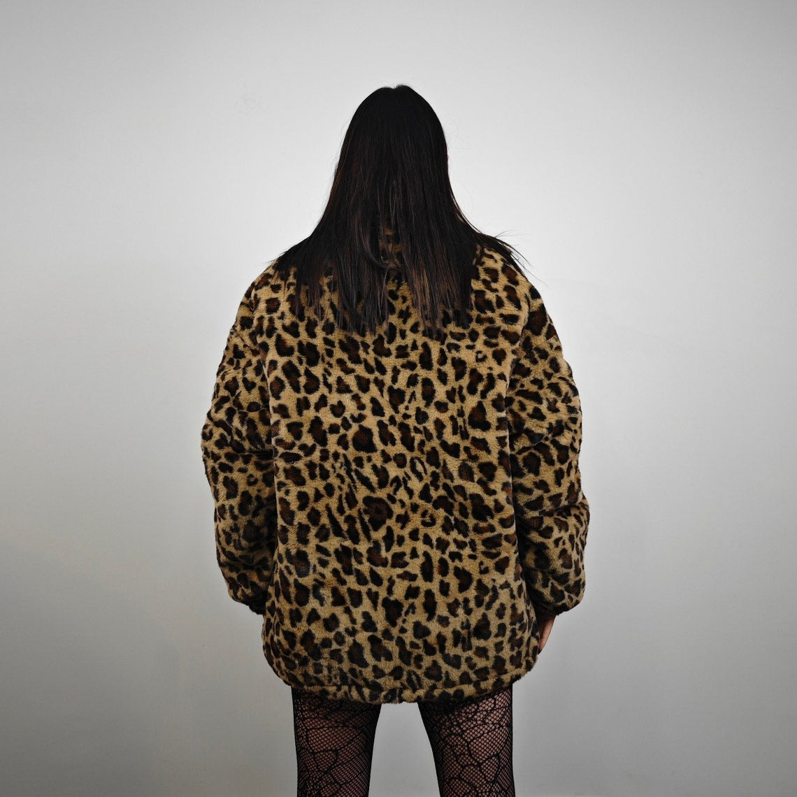 Animal print fleece jacket brown leopard coat zip up cheetah bomber wild cat overcoat fluffy jaguar festival jacket bobcat jumper
