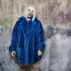 Luxury faux fur snake coat python print bomber handmade detachable fluffy jacket fleece puffer premium grunge trench in blue