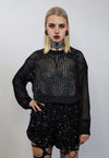 Transparent mesh sweater black boxy fit sheer grunge jumper