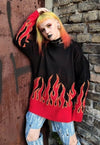 Box fit flame knitted sweatshirt red fire knitwear jumper