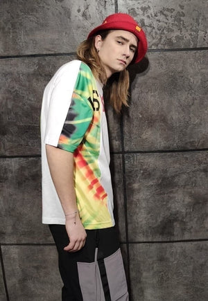 Tropical t-shirt tie dye acid fluorescent tee rave top green