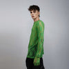 Long sleeve lace top crochet jumper sheer lace t-shirt see-through sweatshirt punk pullover transparent party t-shirt catwalk tee in green