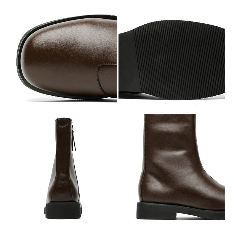 Retro hunter boots brown low sole mountain shoes 00s grunge style faux leather