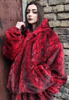 Python fleece Bomber detachable faux fur jacket in red snake