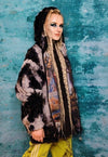 Tie-dye fleece hooded jacket reversible fluffy animal coat