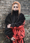 Grunge fleece bomber handmade warm zebra jacket in orange