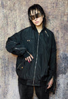 Gorpcore bomber utility jacket cargo pocket varsity in black