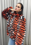 Tiger fleece jacket fauxfur zebra coat tie-dye bomber orange