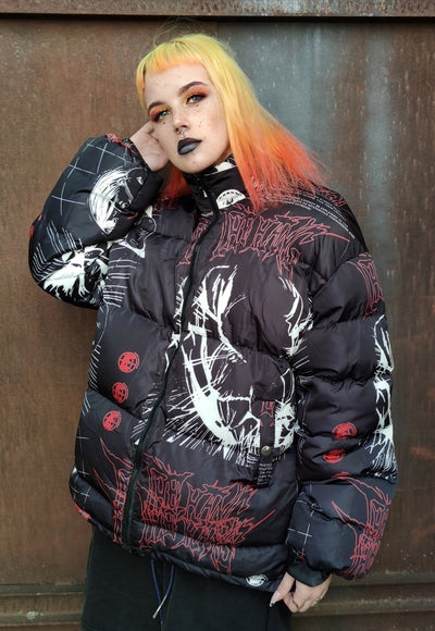 Anime bomber Japanese jacket Kawaii puffer manga coat black