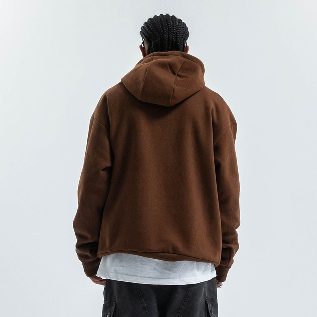 Dream boy slogan hoodie mountain print pullover retro landcape poster jumper in brown