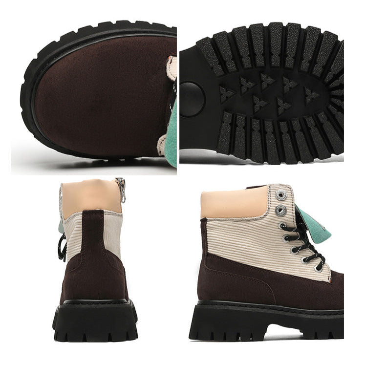 Grunge work boots brown suede finish hiking shoes edgy mountain trainers