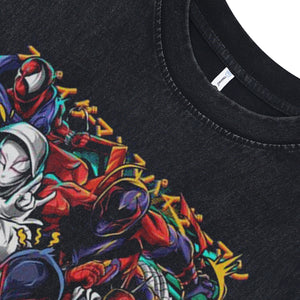 Anime villain sleeveless t-shirt vintage Japanese vest retro cartoon tank top in acid wash black