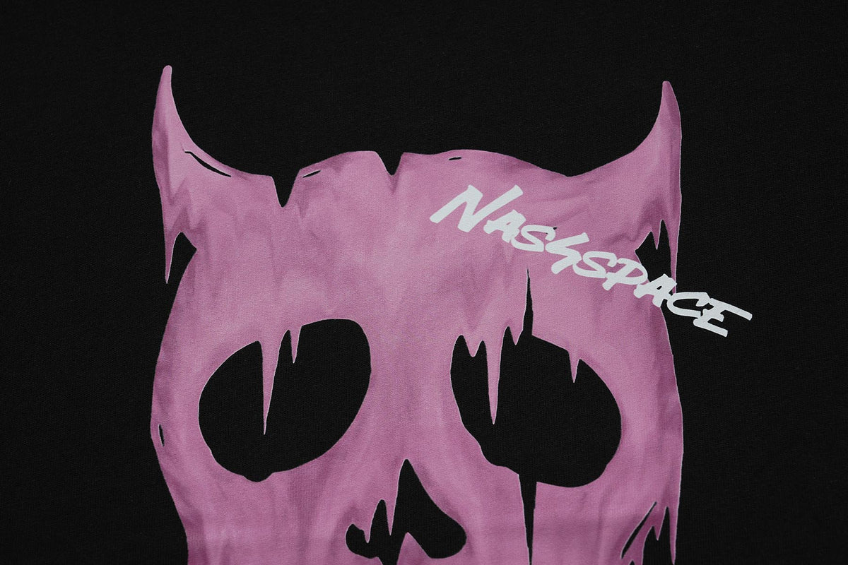 Devil print t-shirt skull cartoon tee evil top in white